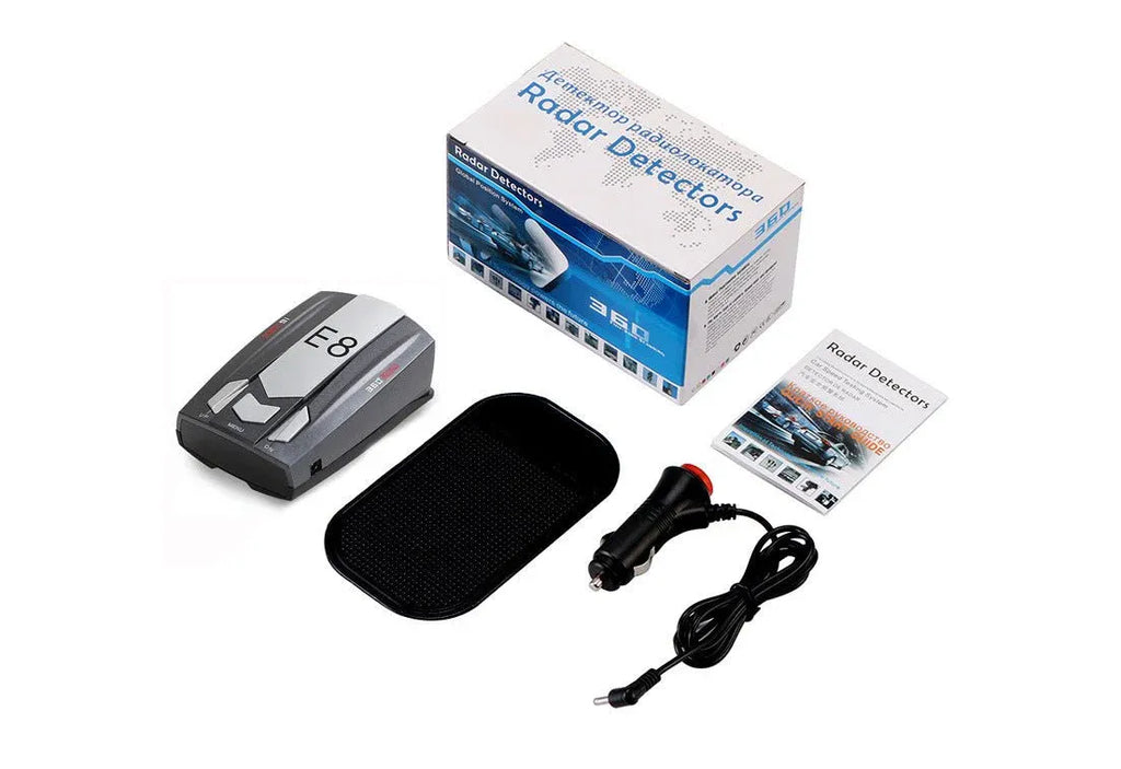 E8 Car Radar Speed Detector Dubai UAE 360 degree car radar detector with voice alerts for enhanced driving awareness and highway travel