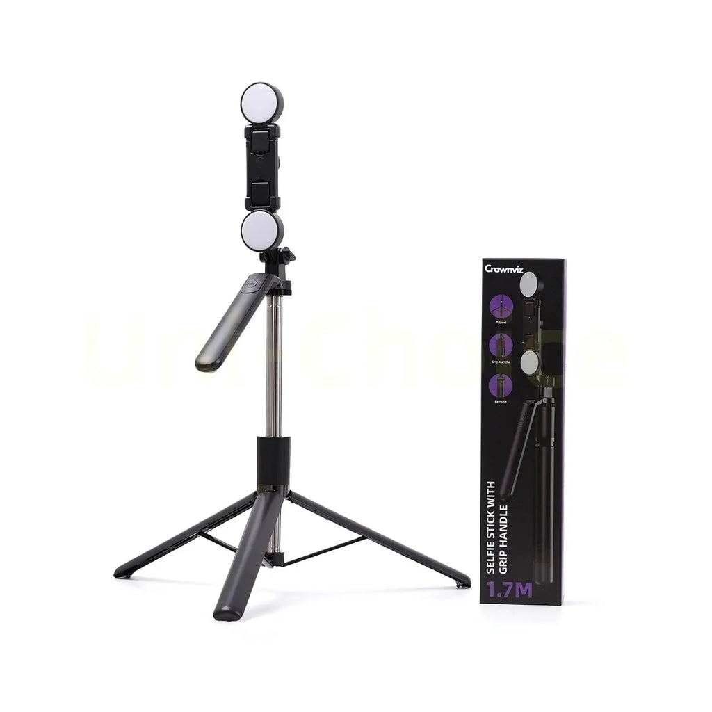 Selfie Stick Tripod with Grip Handle and Bluetooth Dubai UAE portable smartphone selfie stick tripod with ergonomic grip handle and Bluetooth remote for photos videos vlogging and travel