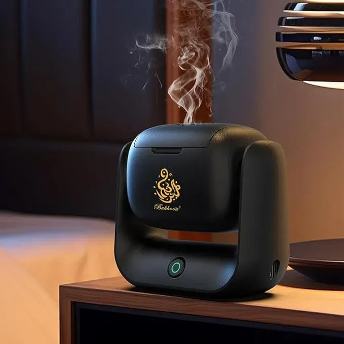 Automatic Rotational Electric Bakhoor Burner Dubai UAE electric bakhoor burner with automatic rotating design for oud incense home fragrance and elegant aromatherapy