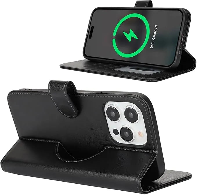 ZHUSE Leather Wallet Wireless Power Bank Dubai UAE premium leather wallet with built in wireless power bank for smartphones travel and everyday carry