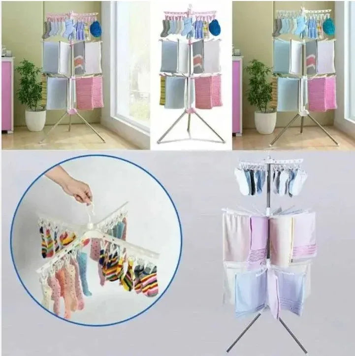 3 Layer Laundry Drying Organizer with 24 Clips Dubai UAE foldable laundry drying organizer with 24 clips for socks underwear baby clothes and space saving drying