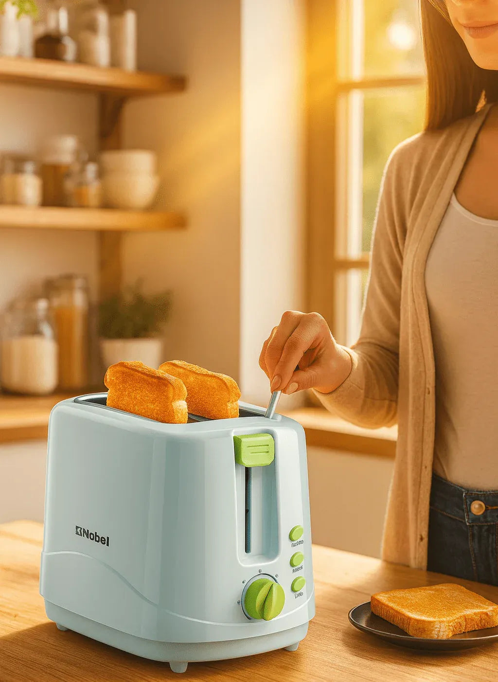 Nobel 2 Slice Toaster with Adjustable Browning Dubai UAE electric bread toaster with adjustable browning control for crispy toast and breakfast