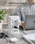 8POWER Safety Power Tower 2500W with USB and Type C Dubai UAE multi socket power tower with USB ports Type C fast charging and surge protection