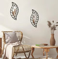2 Piece Leaf Wall Mirror Decor Set Black Dubai UAE modern black leaf wall mirror set for living room bedroom hallway and home decoration