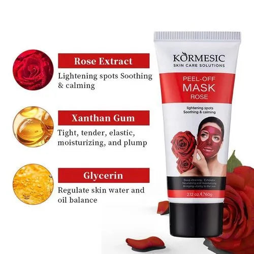 Kormesic Rose Peel Off Face Mask 60g Dubai UAE rose peel off face mask for gentle cleansing smoother looking skin and daily skincare routine