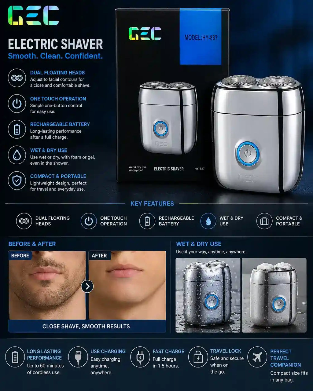 Mini Rechargeable Electric Shaver for Men Dubai UAE portable electric razor for smooth convenient grooming at home work and travel