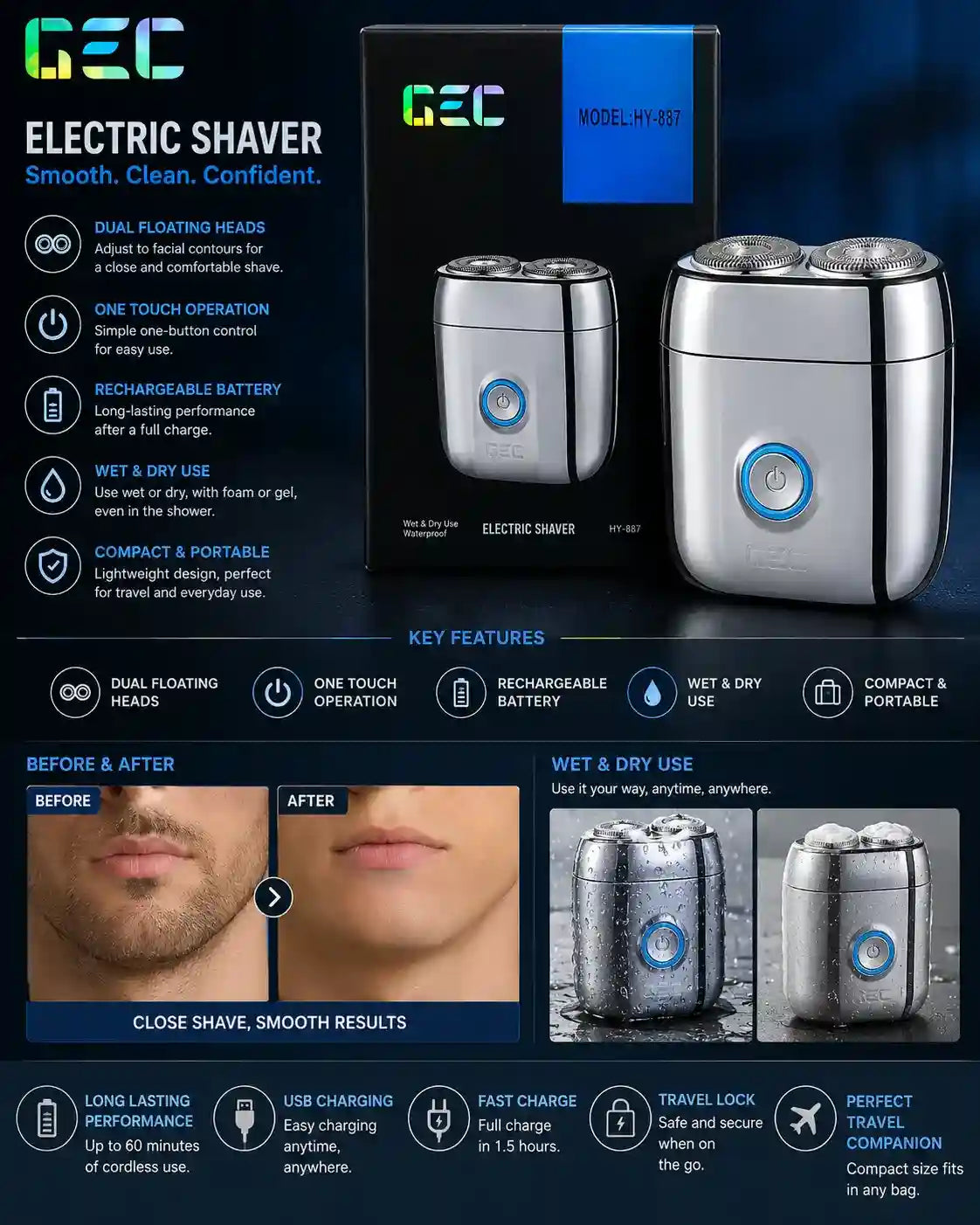 Mini Rechargeable Electric Shaver for Men Dubai UAE portable electric razor for smooth convenient grooming at home work and travel