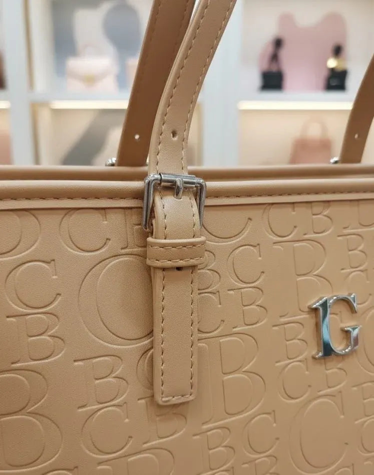 BC Monogram Structured Tote Handbag Dubai UAE elegant women's tote bag with monogram design for work shopping and everyday style