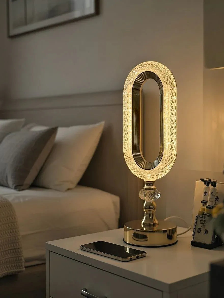 AuraCrystal Rechargeable LED Table Lamp with Touch Control & 3 Light Modes | Emirasouq