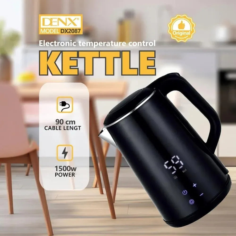 DENX Digital Temperature Control Kettle 1.6L Dubai UAE smart electric kettle with digital temperature control fast boiling and 1.6L capacity