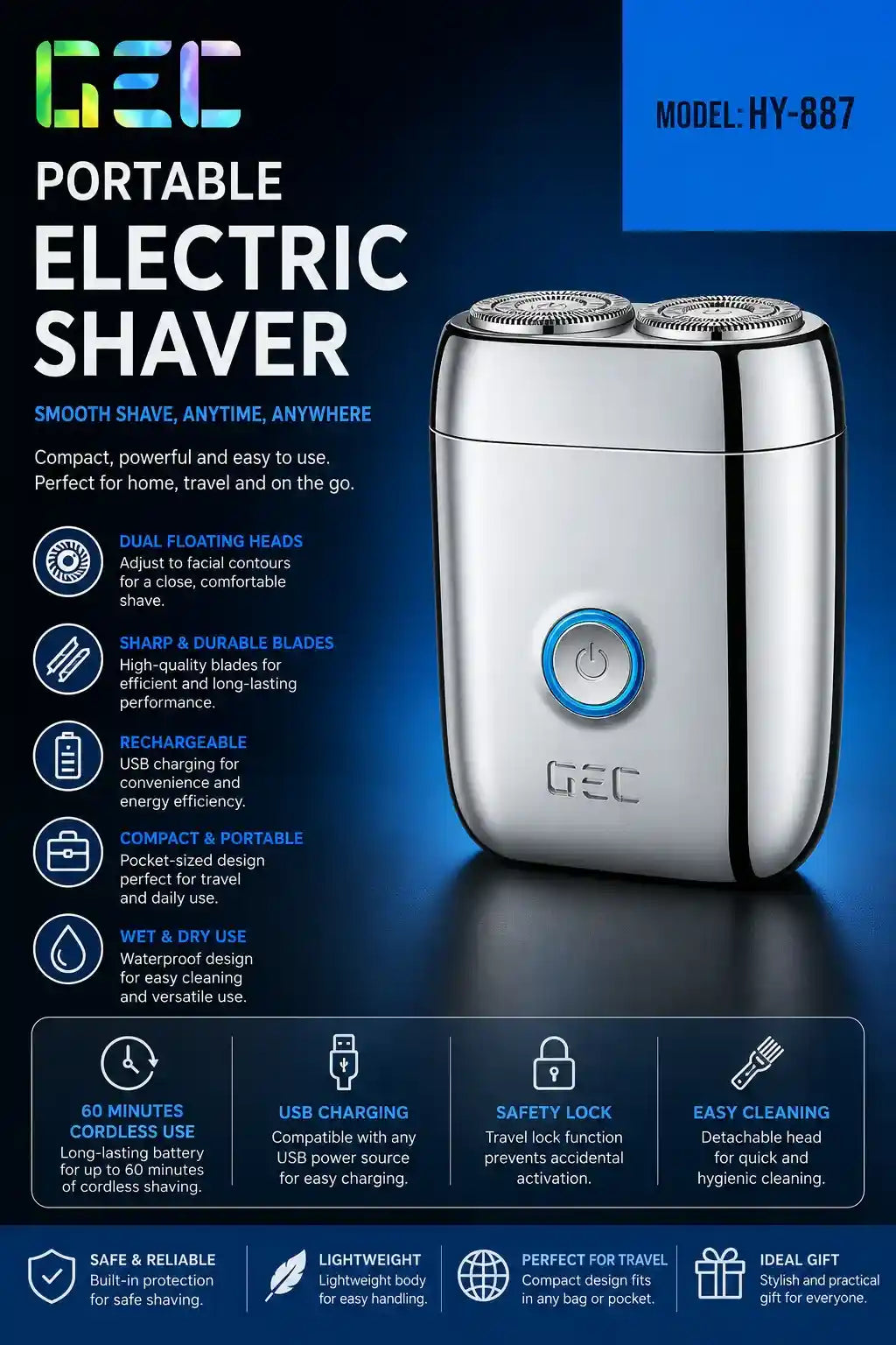 Mini Rechargeable Electric Shaver for Men Dubai UAE portable electric razor for smooth convenient grooming at home work and travel