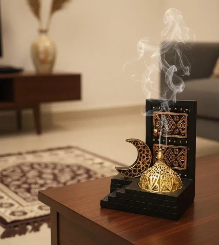 Islamic Crescent and Dome Decorative Table Piece Dubai UAE elegant Islamic table decor featuring crescent moon and dome design for home office and Ramadan decoration