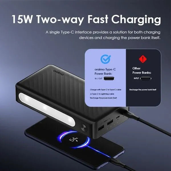 Oraimo 27000mAh Traveler Fast Charging Power Bank Dubai UAE high capacity 27000mAh portable power bank for smartphones tablets and travel with fast charging