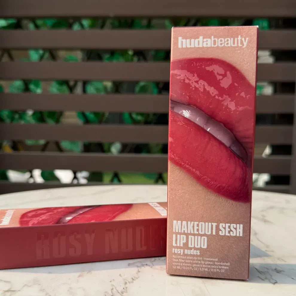 Huda Beauty Makeout Sesh Lip Duo Set Dubai UAE premium lip duo set with matching lip color essentials for smooth beautiful everyday makeup