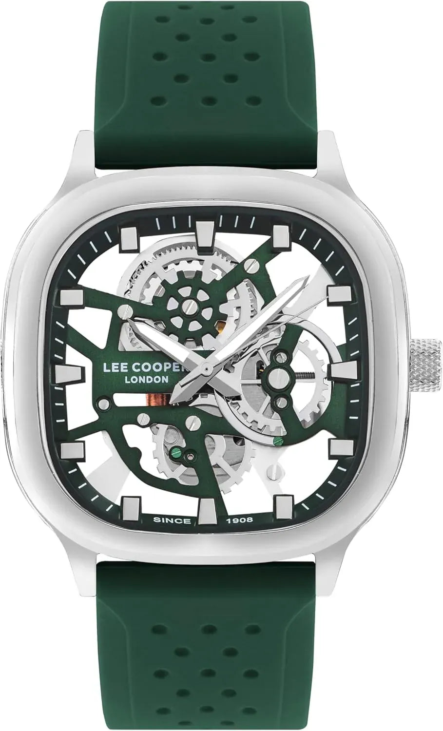 Lee Cooper London Green Skeleton Mechanical Watch Dubai UAE luxury men's automatic skeleton watch with elegant green dial and premium design