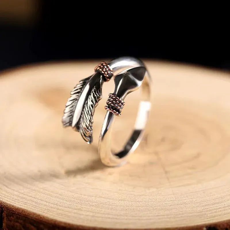 Vintage Arrow Adjustable Men's Statement Ring – Retro Open Finger Band | Emirasouq