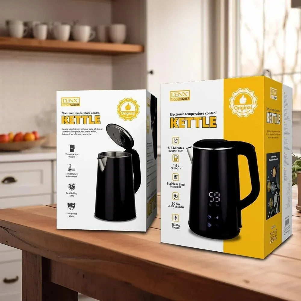 DENX Digital Temperature Control Kettle 1.6L Dubai UAE smart electric kettle with digital temperature control fast boiling and 1.6L capacity