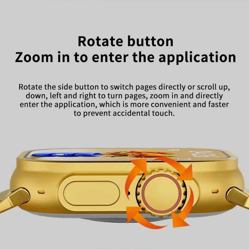 Gold Ultra Smart Watch with Premium Metal Strap & HD Touch Display | Emirasouq