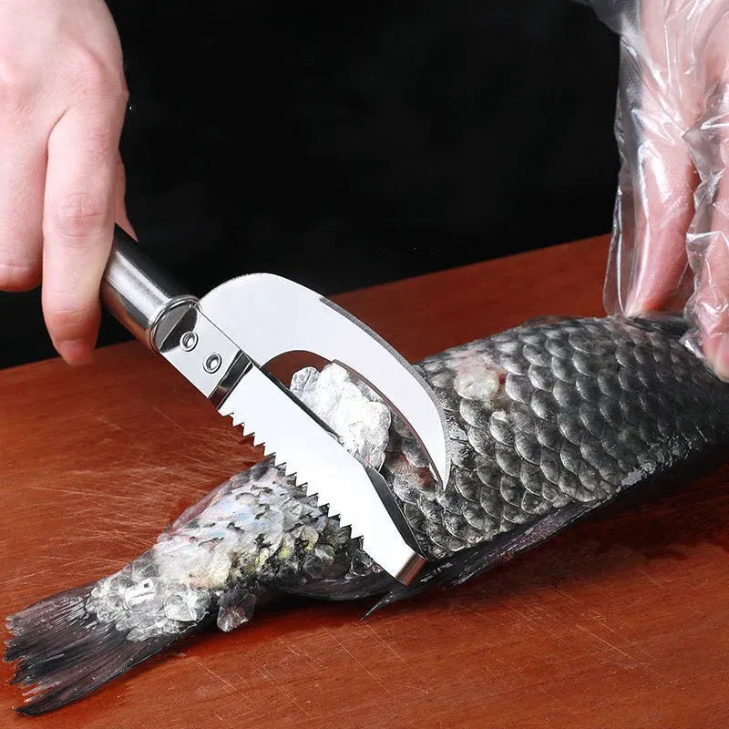 3 in 1 Stainless Steel Fish Scale Scraper Tool Dubai UAE multifunction seafood cleaning tool for scaling scraping and gutting fish