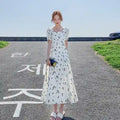 White Floral Print Ruffle Dress for Women Dubai UAE elegant women's floral dress with ruffle design for casual outings parties and summer fashion