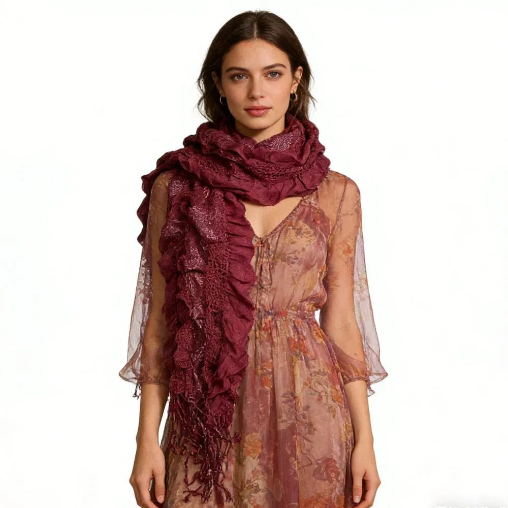 2 Piece Metallic Crinkle Evening Scarf Set Dubai UAE elegant metallic crinkle scarf set for evening wear parties weddings and special occasions