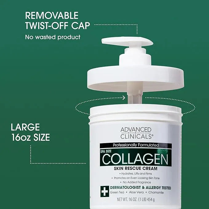 Advanced Clinicals Collagen Skin Rescue Cream 454g Dubai UAE collagen body cream for deep hydration firm looking skin and daily moisturizing care