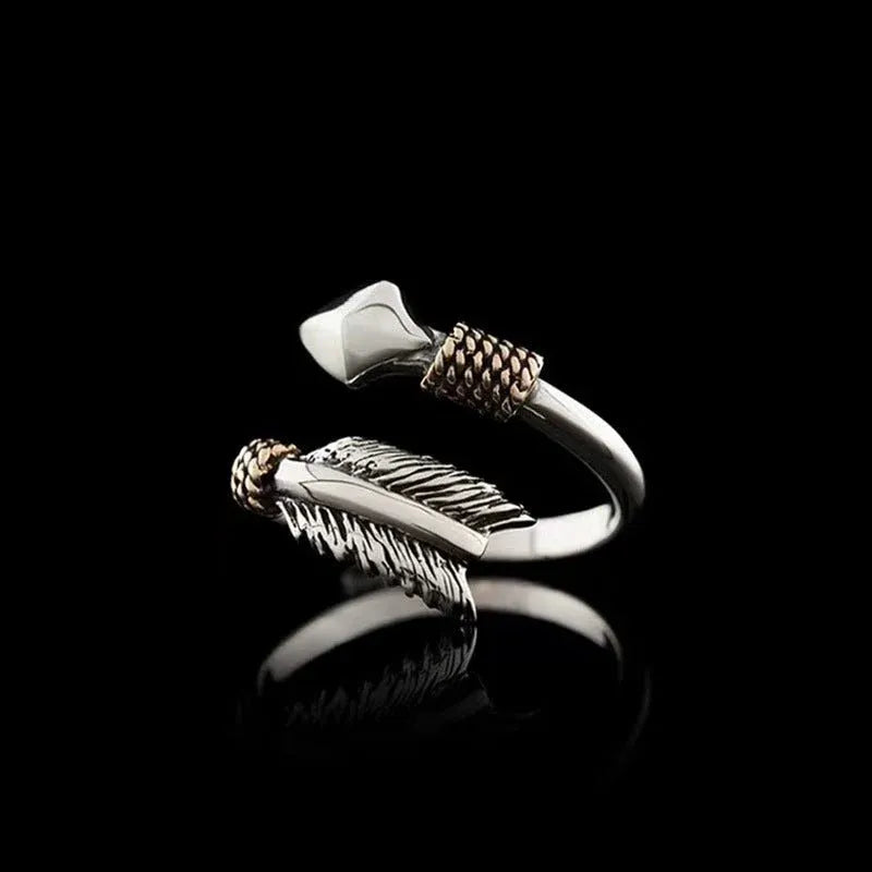 Vintage Arrow Adjustable Men's Statement Ring – Retro Open Finger Band | Emirasouq