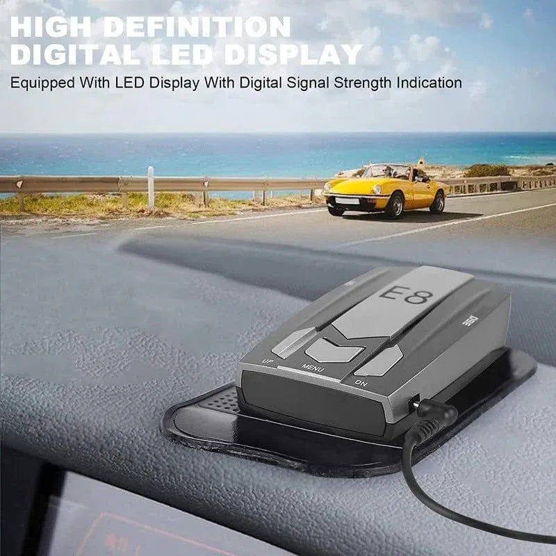 E8 Car Radar Speed Detector Dubai UAE 360 degree car radar detector with voice alerts for enhanced driving awareness and highway travel