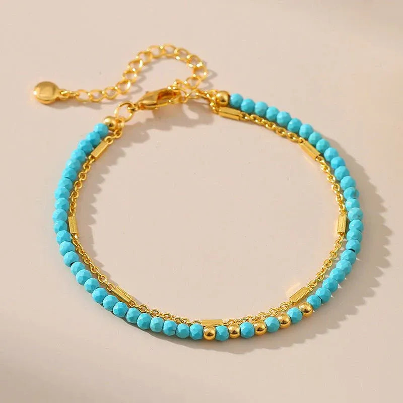 Elegant Turquoise Bracelet with 18K Gold Plating Dubai UAE luxury women's bracelet featuring turquoise accents and premium gold plated finish
