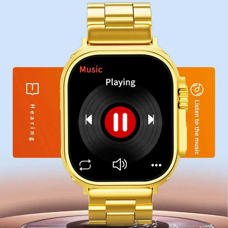 Gold Ultra Smart Watch with Premium Metal Strap & HD Touch Display | Emirasouq
