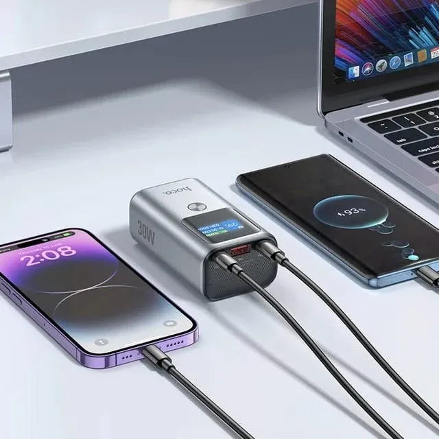 Hoco Q17A 30W Fast Charging LED Power Bank Dubai UAE portable power bank with 30W fast charging and LED battery display for smartphones tablets and USB devices