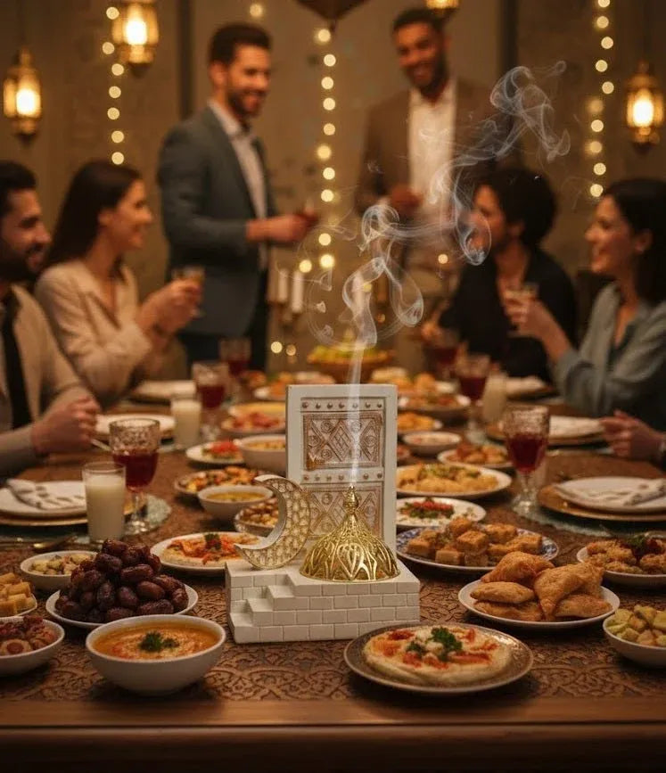 Islamic Crescent and Dome Decorative Table Piece Dubai UAE elegant Islamic table decor featuring crescent moon and dome design for home office and Ramadan decoration