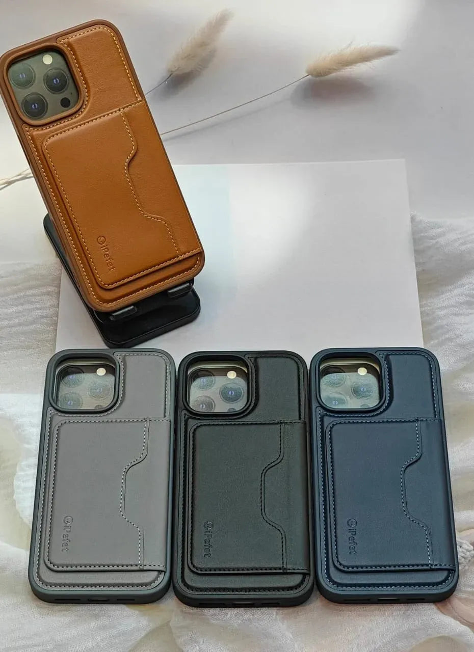 iPefet Leather Wallet Case for iPhone Dubai UAE premium leather wallet case for iPhone with card holder shock protection and stylish design