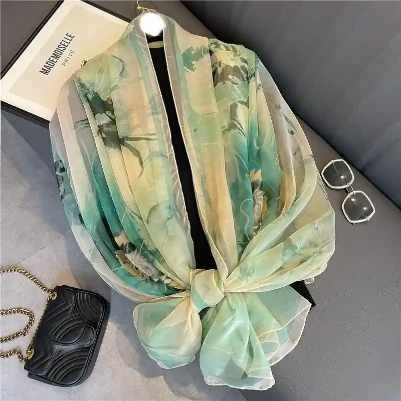 Luxury Silk Feel Patterned Scarf for Women Dubai UAE elegant silk feel patterned scarf for women stylish hijab neck scarf and everyday fashion