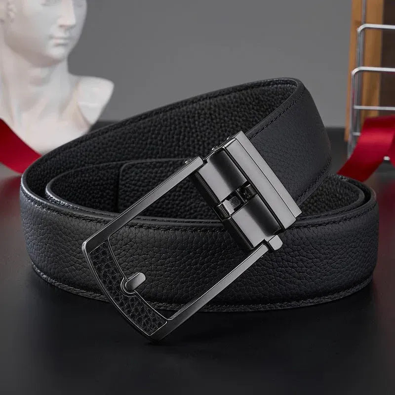 Men's Genuine Leather Automatic Buckle Belt Dubai UAE premium men's leather belt with automatic buckle for business and casual wear