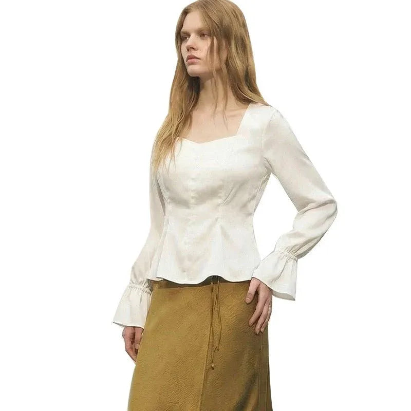Elegant Off White Puff Sleeve Pullover Top Dubai UAE women's off white puff sleeve top with elegant design for casual wear office outfits and everyday fashion