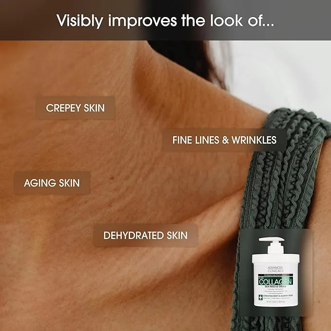 Advanced Clinicals Collagen Skin Rescue Cream 454g Dubai UAE collagen body cream for deep hydration firm looking skin and daily moisturizing care