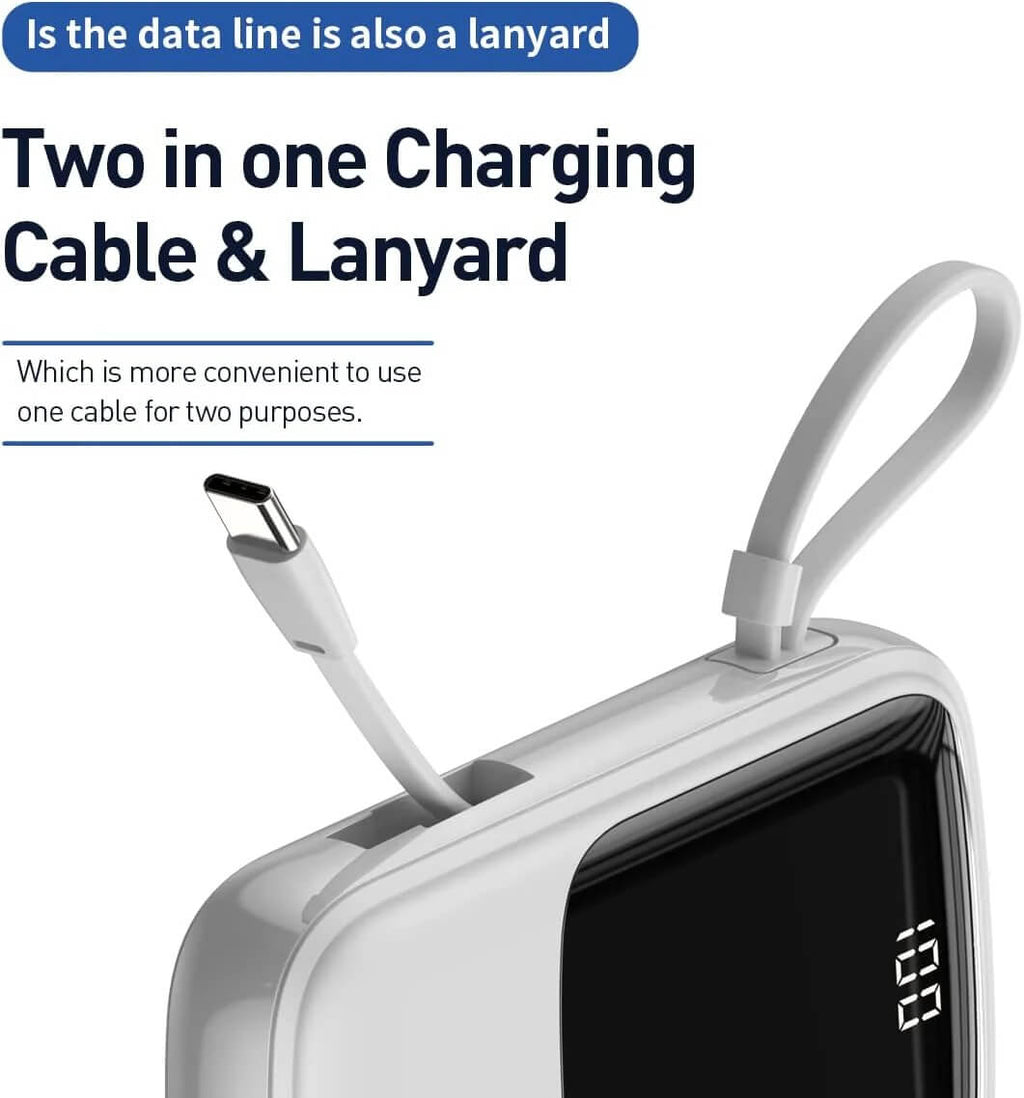 Bastec 20000mAh 45W Fast Charging Power Bank with Built-In Cable | Emirasouq