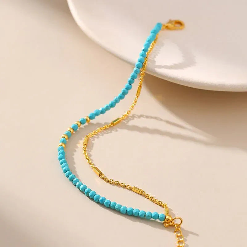 Elegant Turquoise Bracelet with 18K Gold Plating Dubai UAE luxury women's bracelet featuring turquoise accents and premium gold plated finish