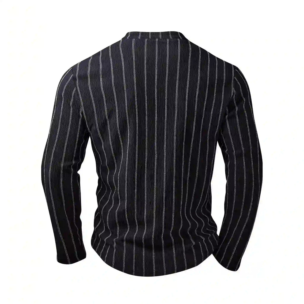 Black Striped Slim Fit Long Sleeve Top Dubai UAE women's black striped slim fit long sleeve top for casual wear office outfits and everyday fashion