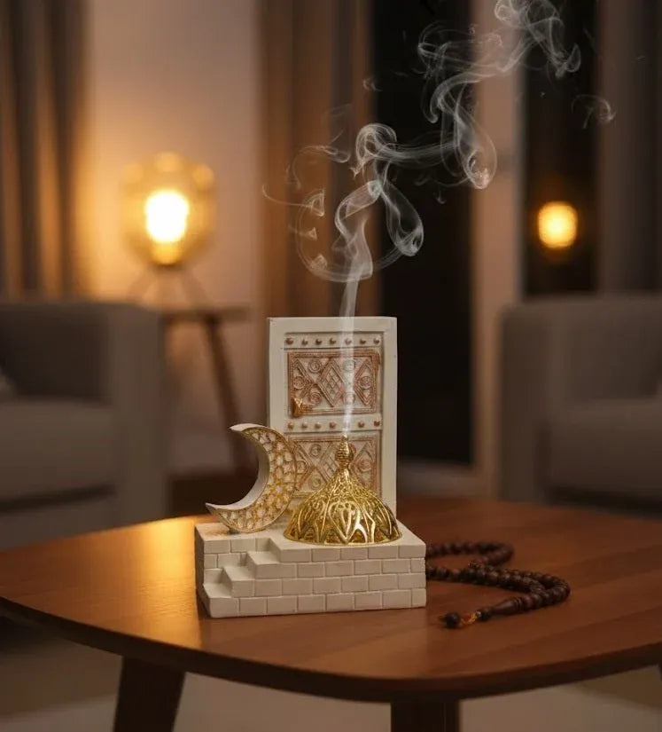 Islamic Crescent and Dome Decorative Table Piece Dubai UAE elegant Islamic table decor featuring crescent moon and dome design for home office and Ramadan decoration