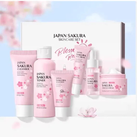Japan Sakura 6 Piece Hydrating Skincare Set Dubai UAE complete Sakura skincare set for cleansing moisturizing hydration and healthy glowing skin