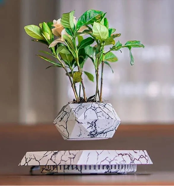Levitating Magnetic Floating Marble Planter Dubai UAE magnetic floating marble plant pot for indoor plants home decor office desk decoration and modern interiors