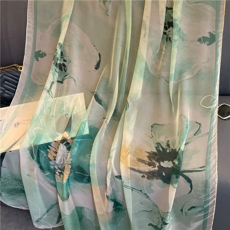 Luxury Silk Feel Patterned Scarf for Women Dubai UAE elegant silk feel patterned scarf for women stylish hijab neck scarf and everyday fashion