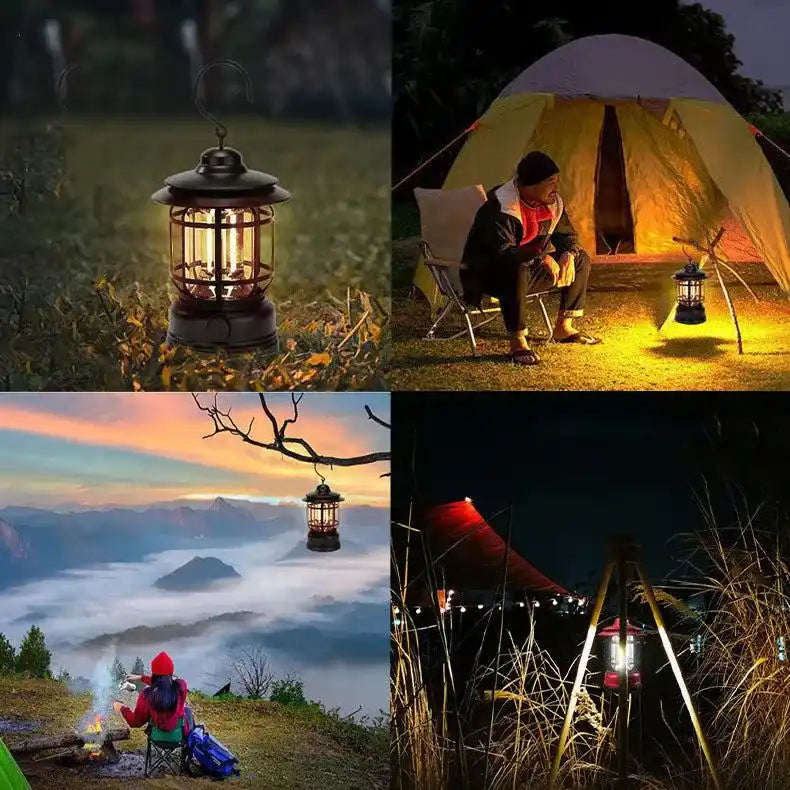 Retro Rechargeable LED Camping Lantern Dubai UAE portable outdoor lantern with rechargeable battery for camping hiking and emergency lighting