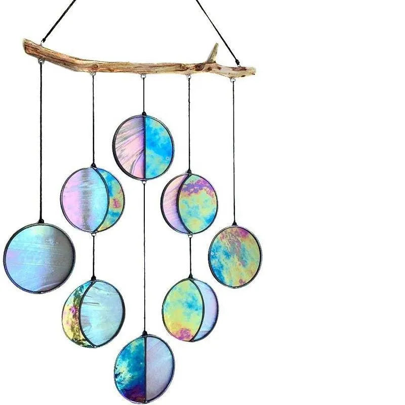 Rainbow Moon Phase Hanging Wall Decor Dubai UAE boho moon phase wall hanging with rainbow design for bedroom living room and home decoration