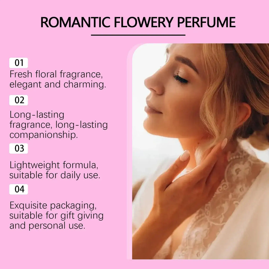Romantic Floral Perfume 30ml Elegant Long Lasting Dubai UAE women's floral perfume with romantic fragrance for date nights weddings special occasions and everyday wear