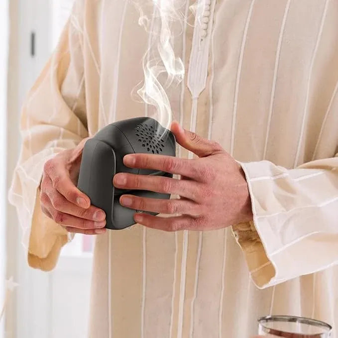 Automatic Rotational Electric Bakhoor Burner Dubai UAE electric bakhoor burner with automatic rotating design for oud incense home fragrance and elegant aromatherapy