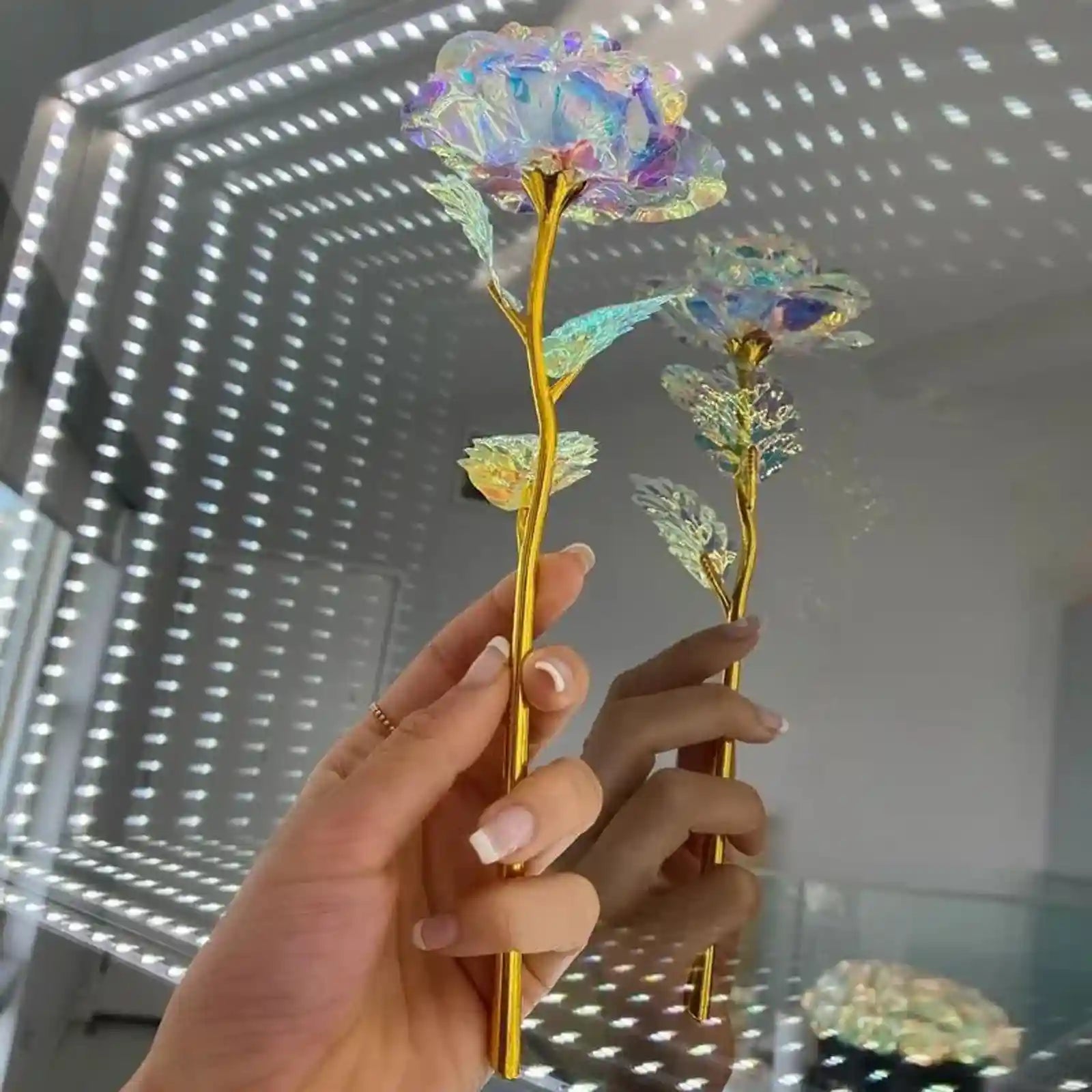 Gold Foil Artificial Rose Bouquet 10 Stems Dubai UAE elegant artificial rose bouquet with 10 gold foil stems for home decor weddings celebrations and gifting