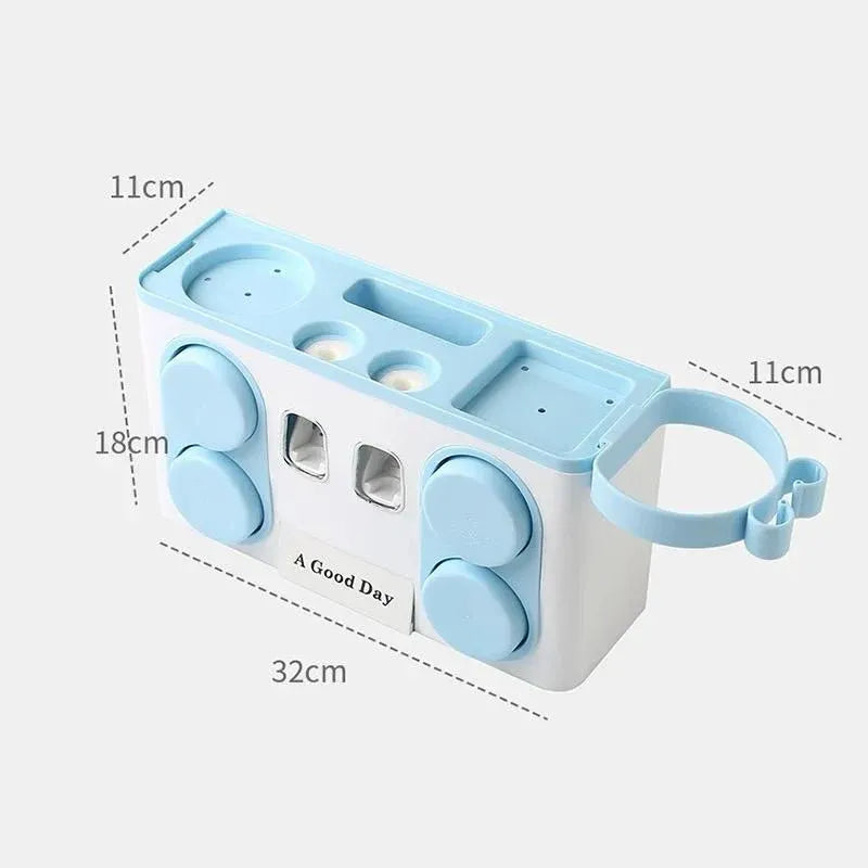 Wall Mounted Bathroom Organizer with Toothpaste Dispenser Dubai UAE wall mounted bathroom organizer with automatic toothpaste dispenser toothbrush holder and space saving storage
